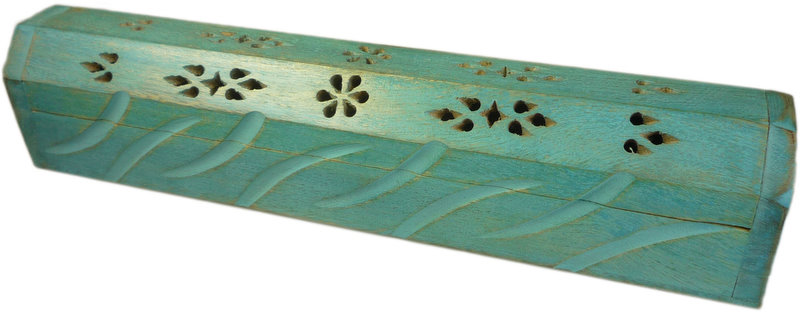 Blue Wooden Incense Burn Box - Click Image to Close